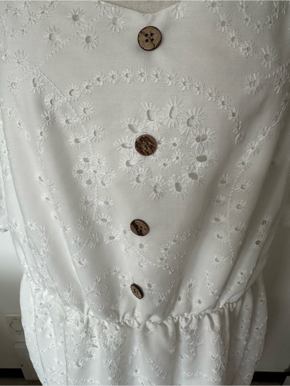 Cottagecore Boho White Eyelet Midi Maxi Dress Puff Sleeve Coastal Praire Modest - Picture 6 of 14